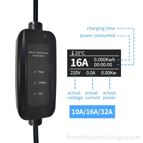 محمولة EV Charger Gun Mode Euro Mode 2 Charger Charging Cable Cable